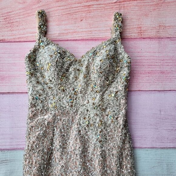 Mac Duggal Beaded Lace Bodycon Sheath Formal Knee‎ Length Cocktail Dress 8 - Picture 4 of 7